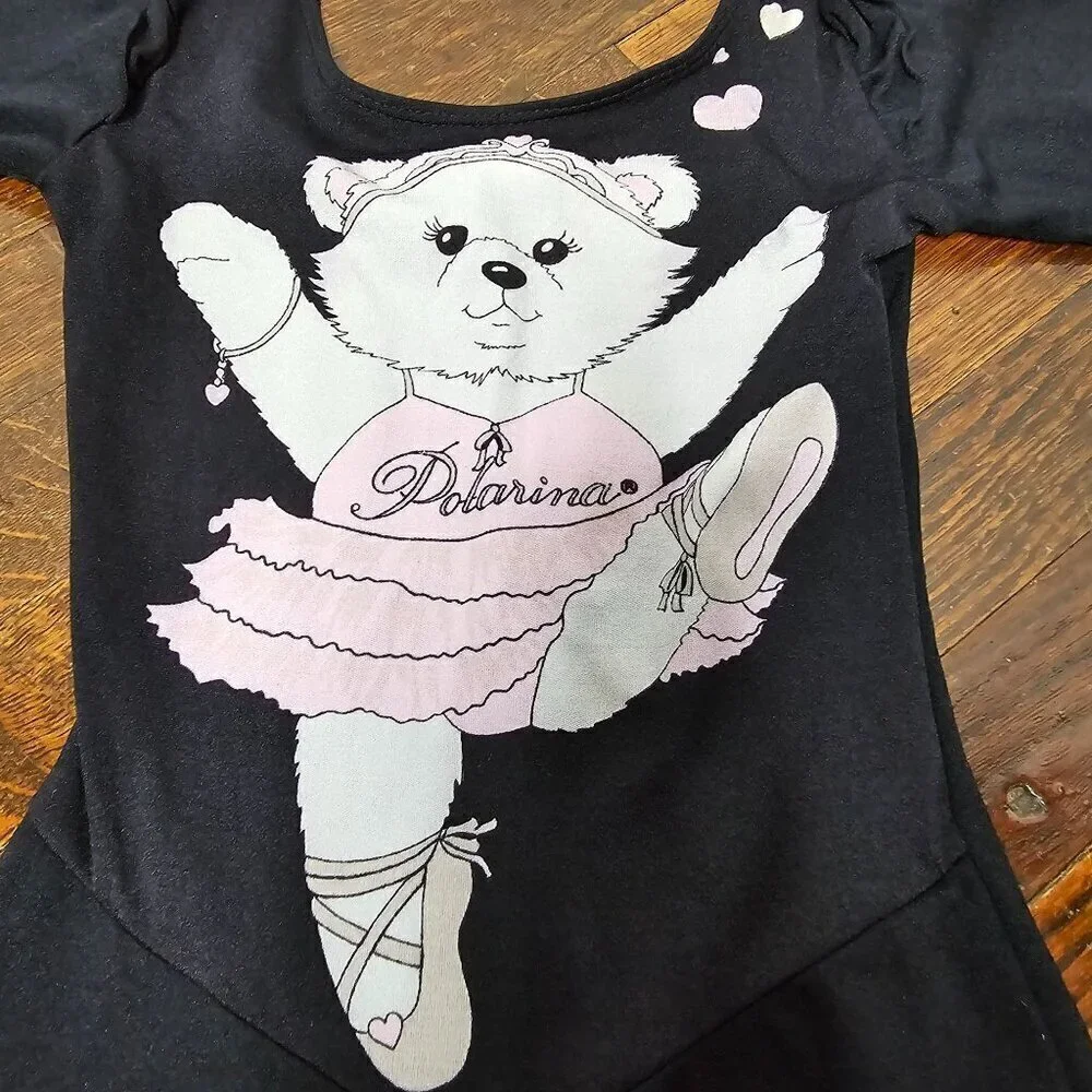 Vintage 80s 90s Ballerina Bear Stirrup Legging Girls Jumpsuit